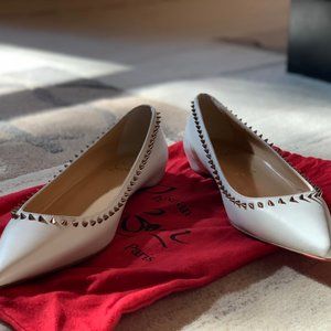Christian Louboutin White Flats Size 36.5 NWT